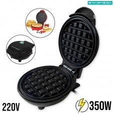 Máquina de Waffle Grill Panqueca Elétrica Prática ST-257 Starmega - Preta